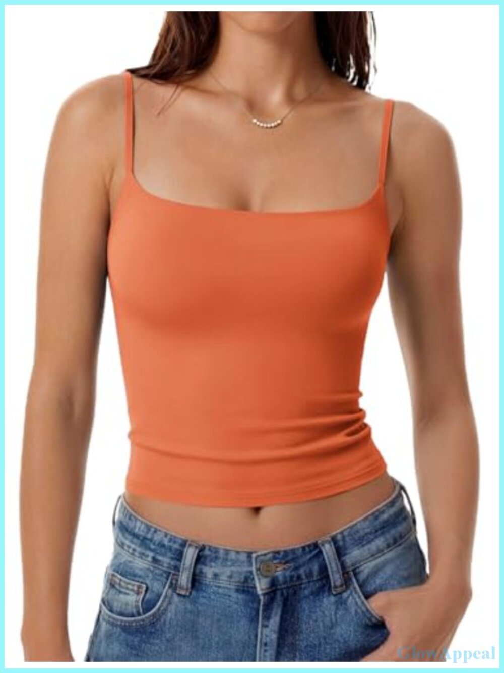 Women's Square Neck Spaghetti Strap Double Lined Tank Top Camisole